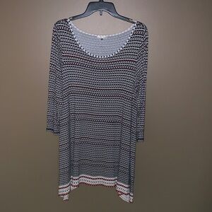 Sophie Max Black and White Tunic with Red Accents